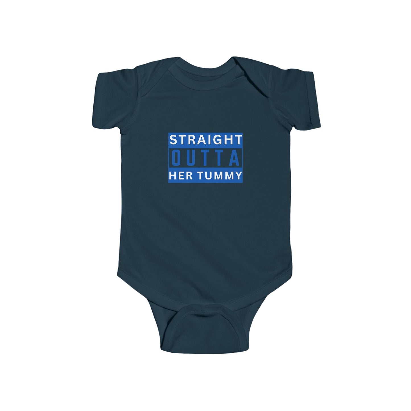Straight Outta Her Tummy Infant Boys Fine Jersey Bodysuit, Funny Baby Onesie, Cute Baby Boy Onesie from 0-24 Months, Cute Baby Shower Gift