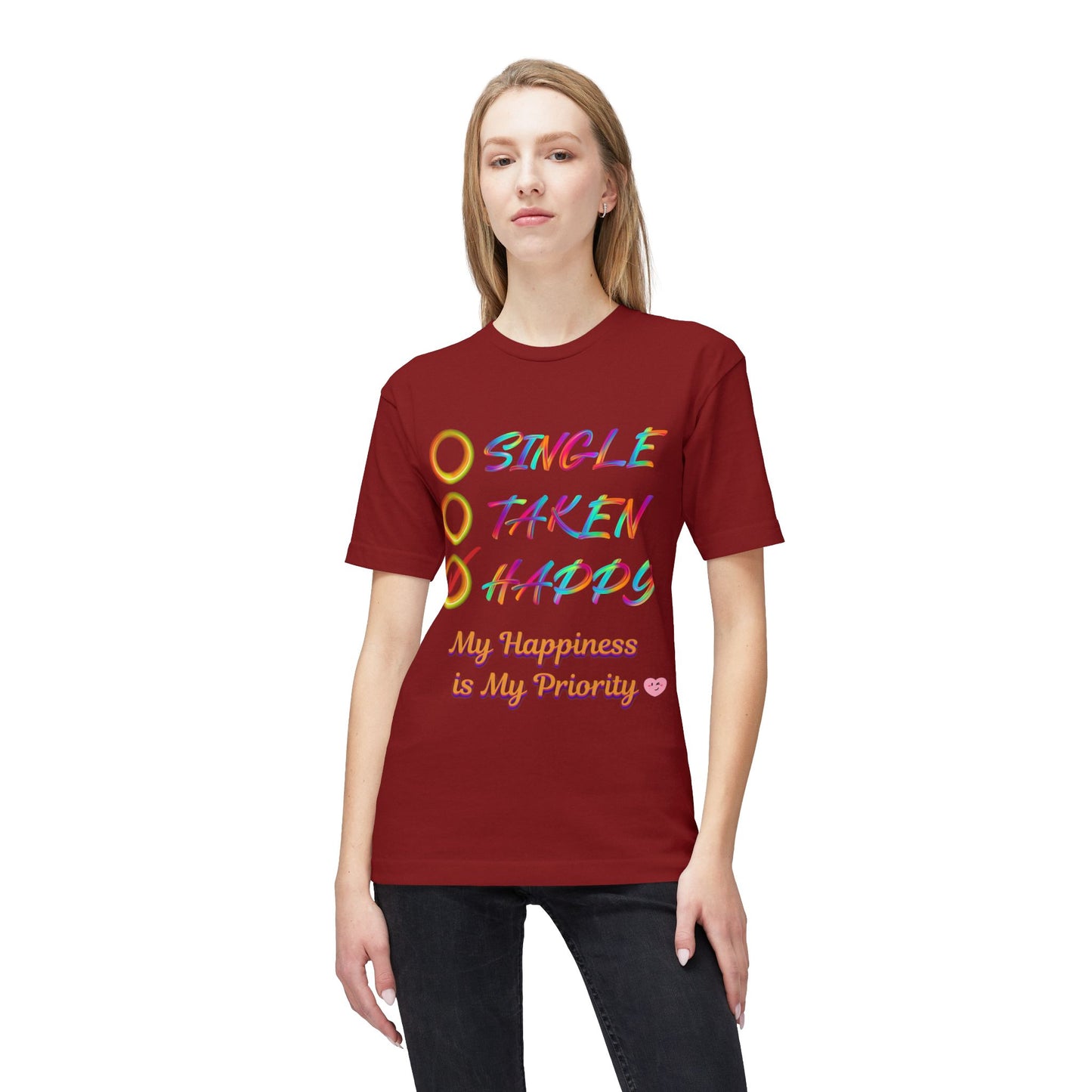 My Happiness is My Priority, Unisex Midweight T-shirt, Valentine to Myself T-Shirt, Valentine T-Shirt, Self-Love T-Shirts, Taken, Single Happy