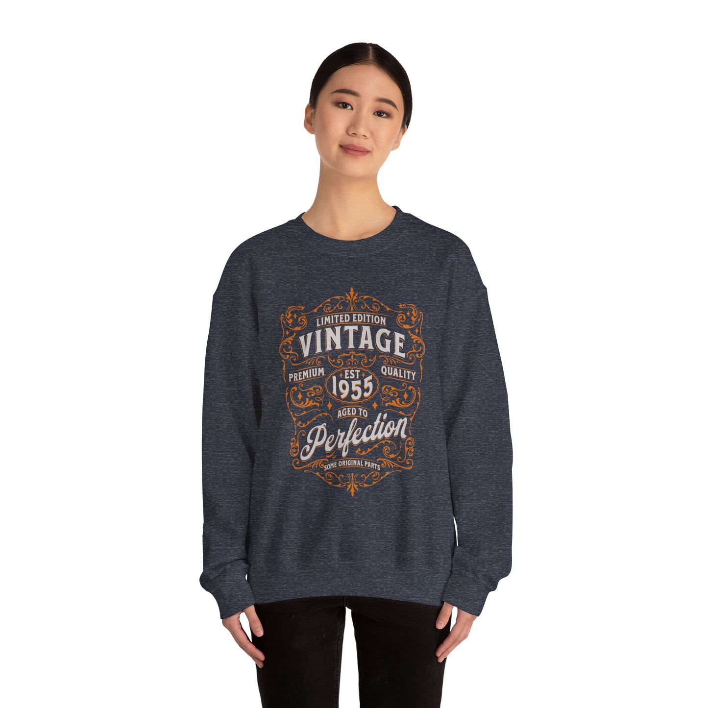 Personalized Vintage Perfection Crewneck Sweatshirt – Retro Graphic Pullover Shirt