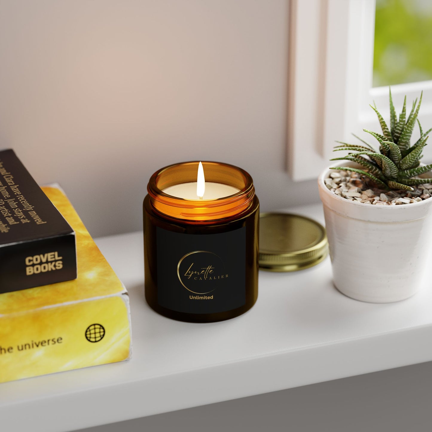 Lynette Cavalier's Scented Candles, Coconut Apricot Wax (4oz, 9oz), 20 Hours of Burn Time, Hand Poured Coconut Apricot Wax