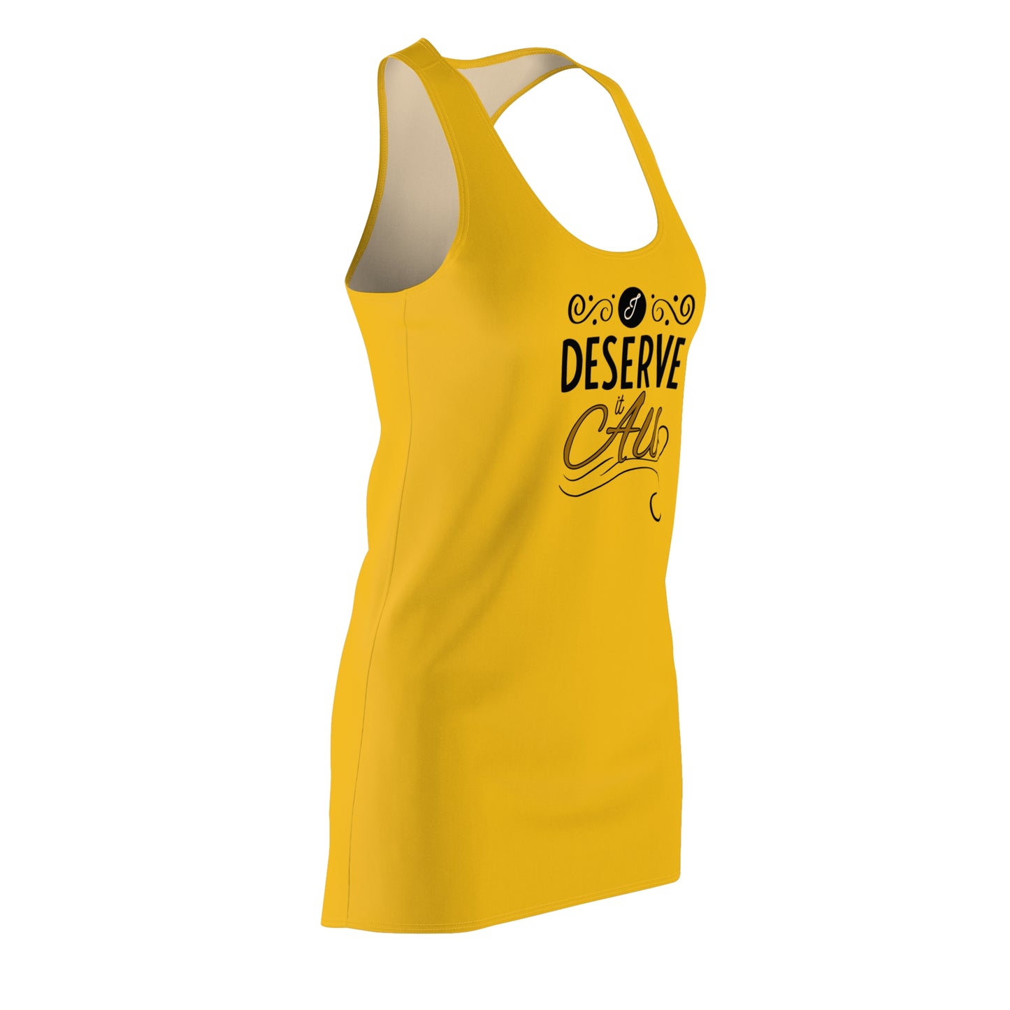 "I Deserve It All" Women's Racerback Dress, Kendrick Lamar Superbowl T-Shirt Dress, Superbowl T-Shirt, Rap, Hip Hop, Compton T-Shirt Dress