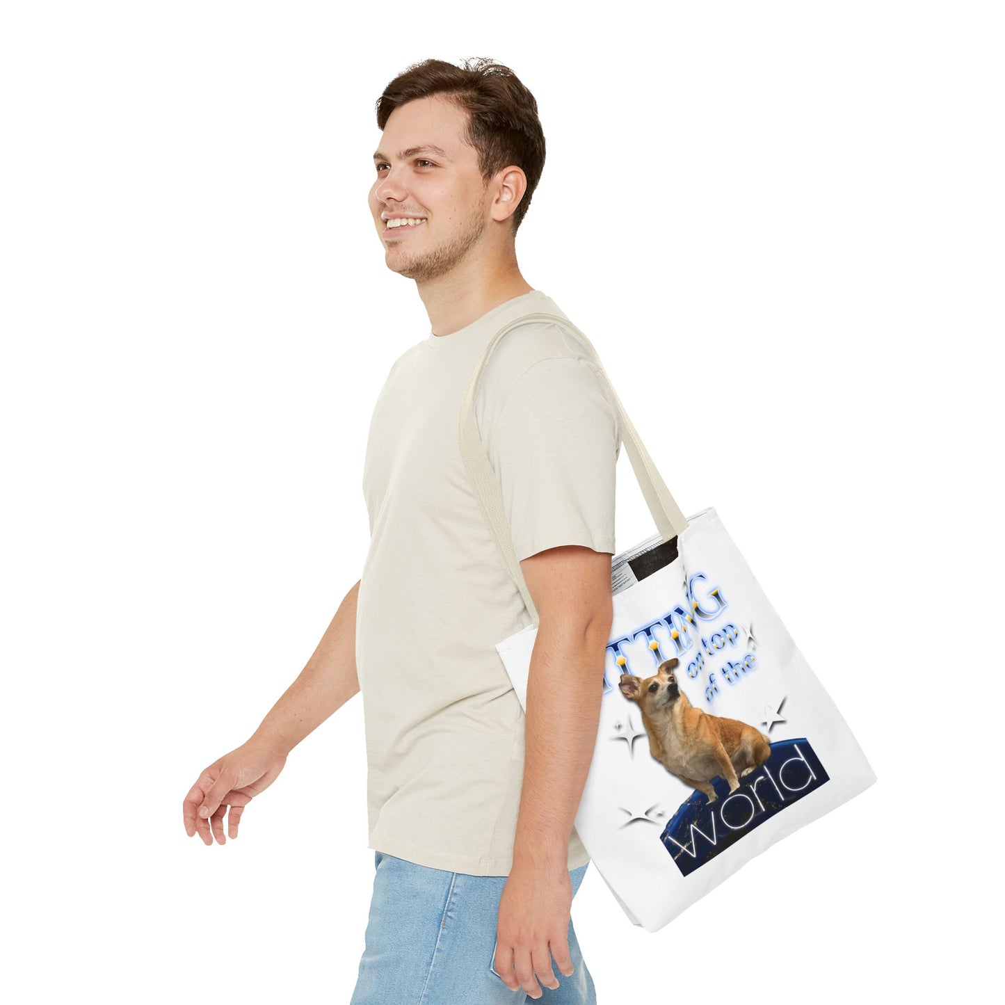 Personalized Tote Bag — "Sitting on Top of the World" Corgi Tote