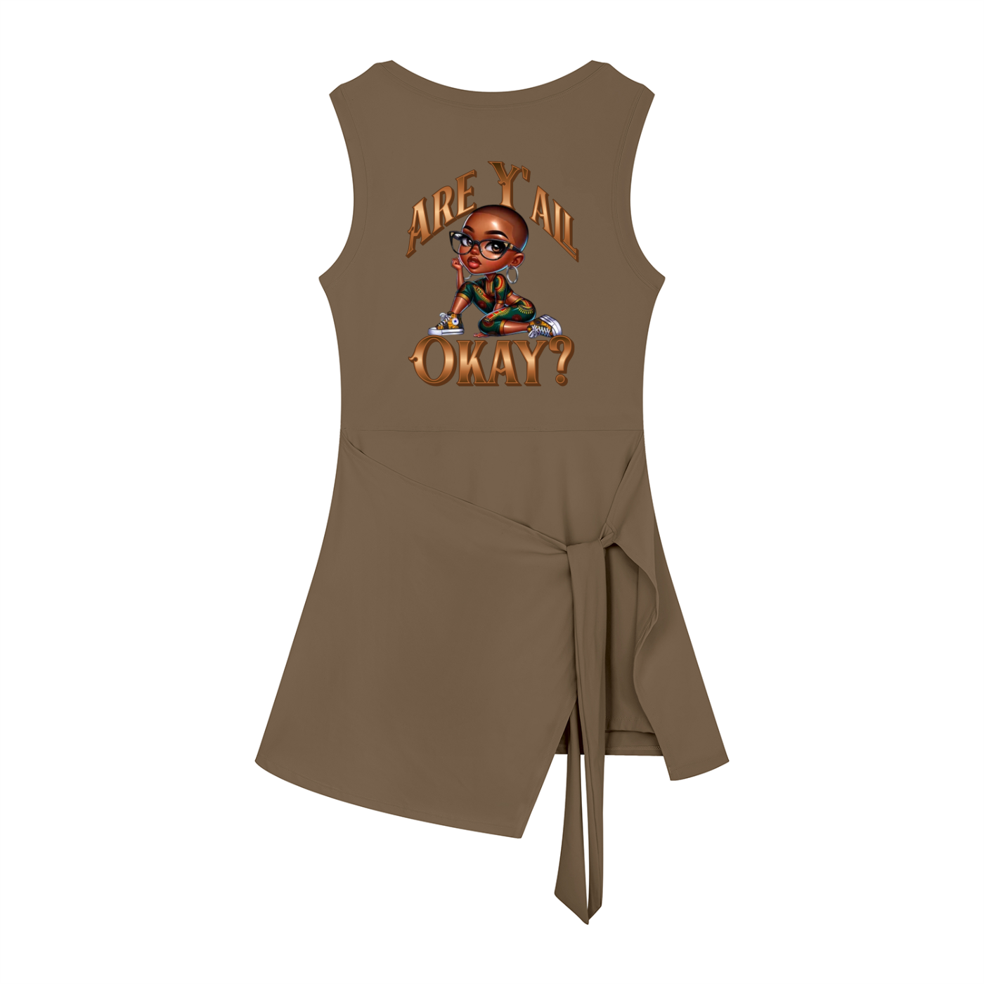 Women's Sleeveless Bodycon Mini Dress – "Are Y'all Okay" Graphic | Crop Dress