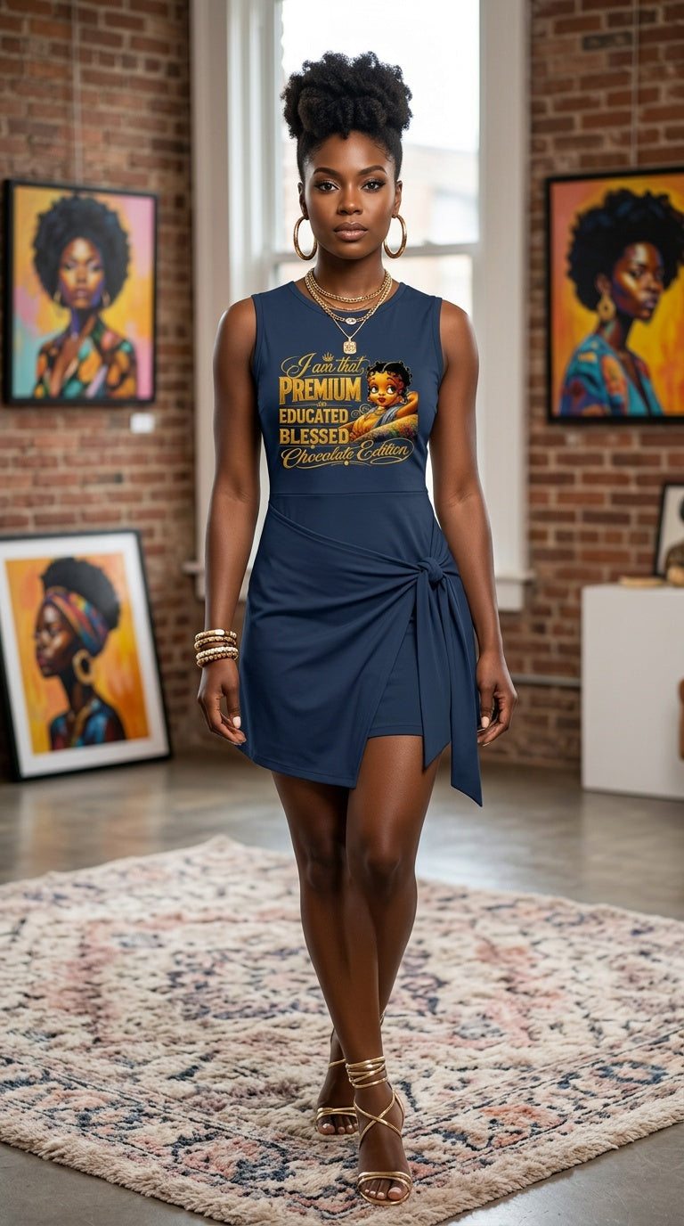 Women's Melanin Betty Boop A-Line Sleeveless Backless Dress – Skinny Crop