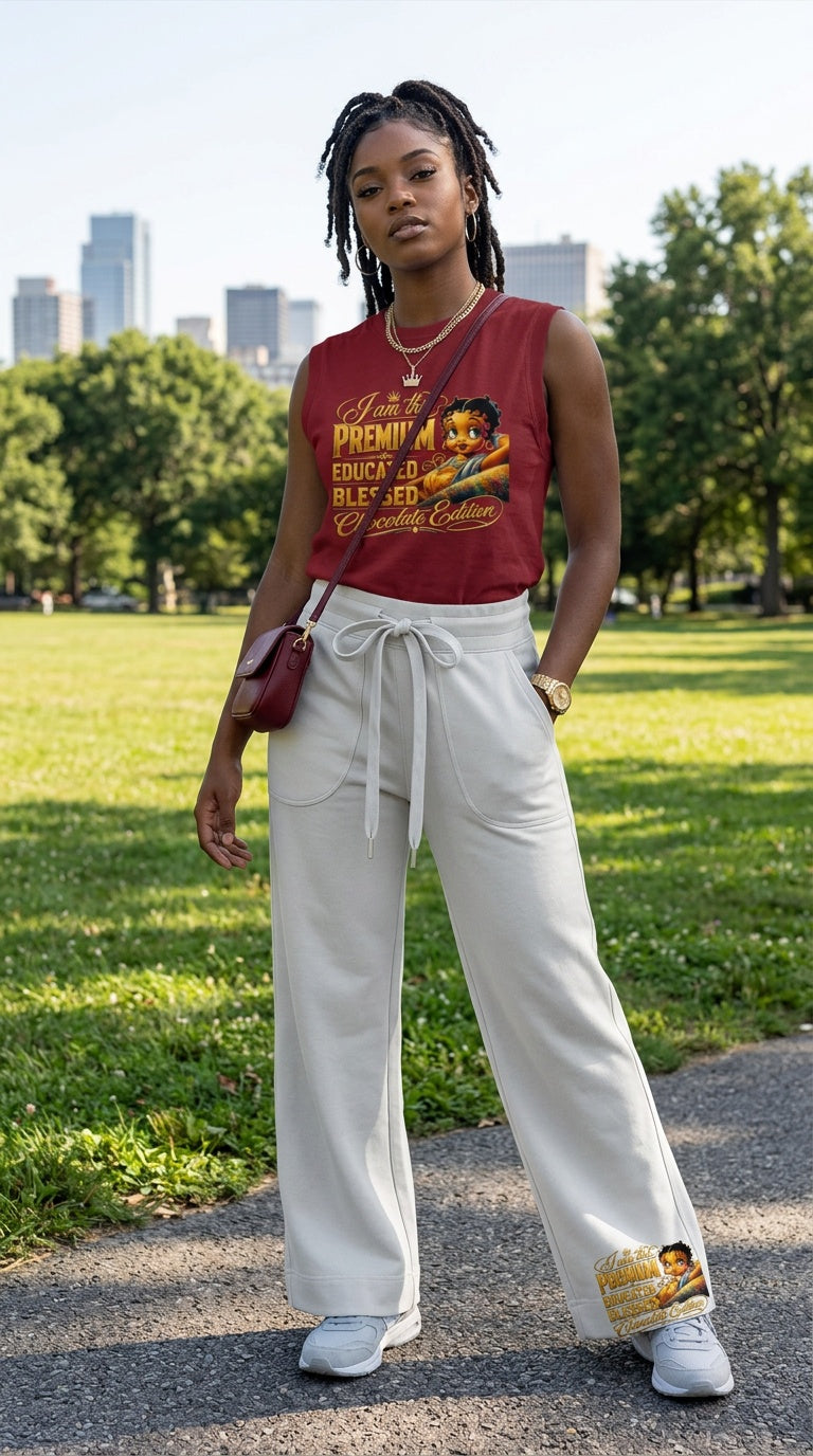 Women's Melanin Betty Boop Crewneck Tank Top – Sleeveless Cotton Blend