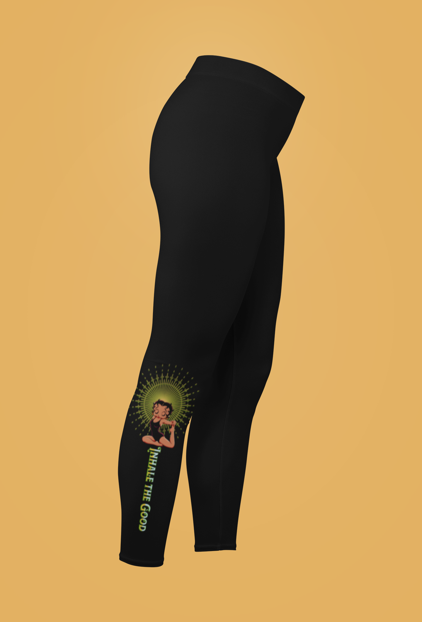 Inspirational Women's Yoga Leggings – Inhale the Good Design, Betty Boop Yoga Pants, Cute Betty Boop Leggings, Yoga Enthusiast Gear