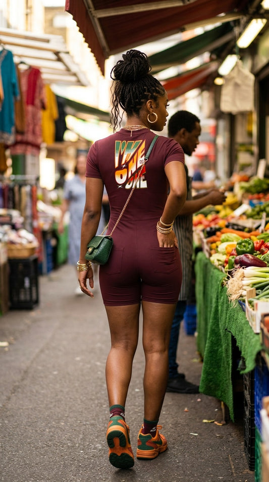 "I'm One Of One" Women's Quarter-Zip Short Sleeve Romper