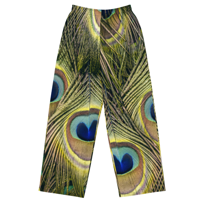 Peacock Print Women Wide-leg Pants