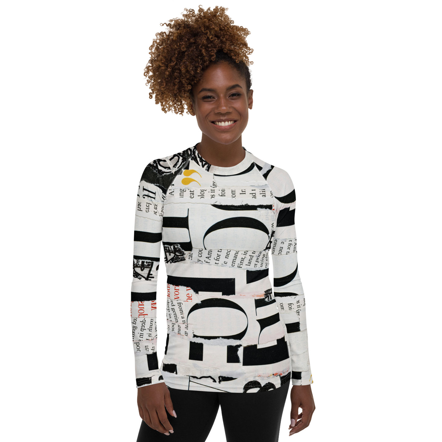 BLACK & WHITE LUXE” – High-Fashion Women's Rash Guard