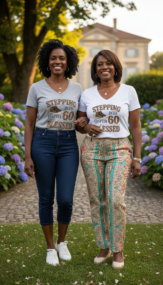 Stepping Into Chapter 60 Blessed Deep V‑Neck Tee