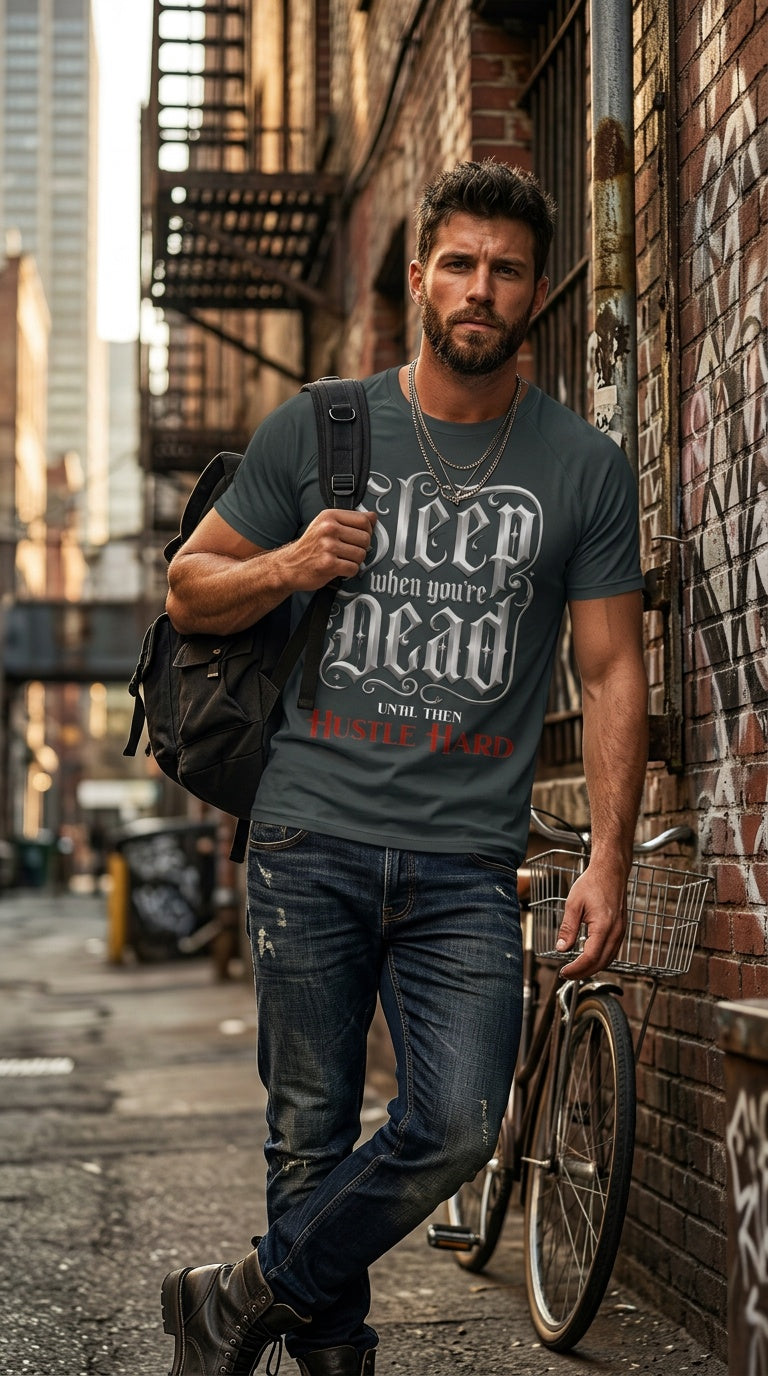"Sleep When Dead" Unisex Raglan Sleeve Performance Graphic Tee
