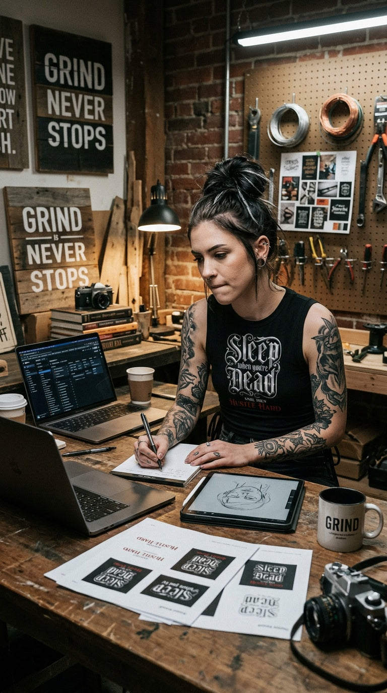 "Sleep When Dead" Women's Drawstring Crop Graphic Tank Top