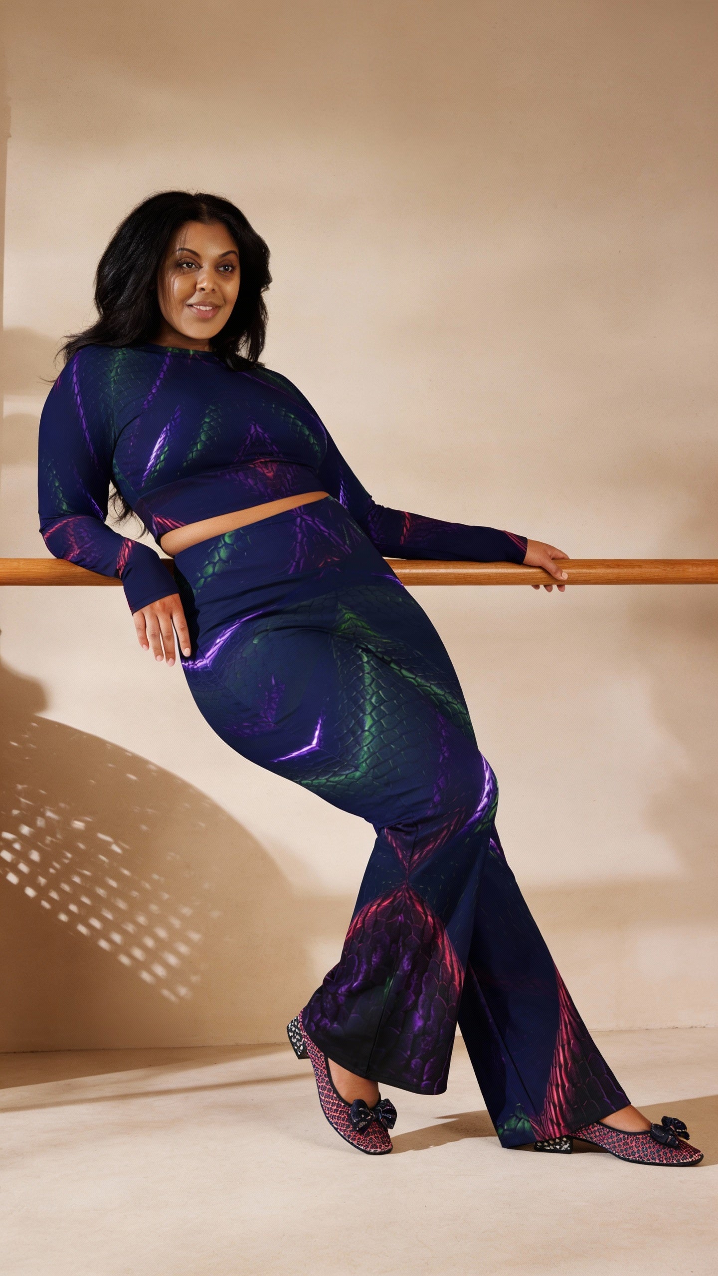 Snake Print Flare Leg Pants