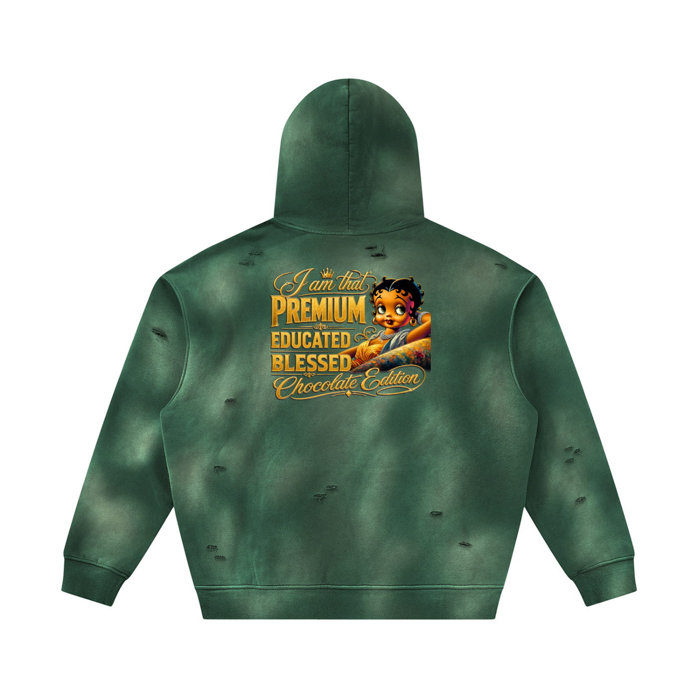 Unisex Sunfade Frayed Fleece Hoodie