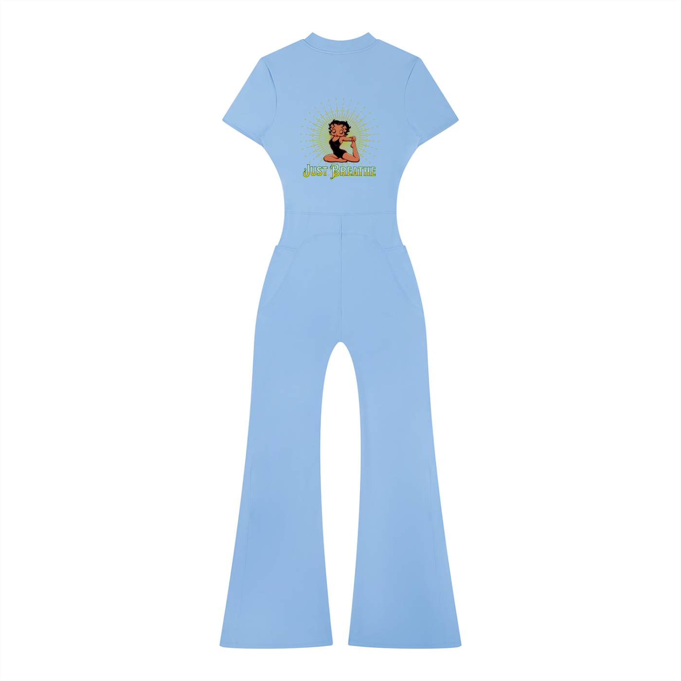 Women's Flared Leg Quarter-Zip Jumpsuit – Short Sleeve Bodycon Maxi Jumpsuit for Casual, Sport & Holiday Wear