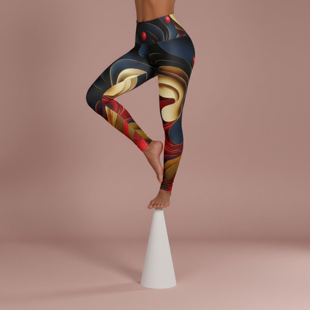 Vibrant Abstract High Waisted Yoga Leggings, (Matching Hoodie Available), Activewear for Fitness, Trendy Exercise Pants, Gift for Gym Lovers