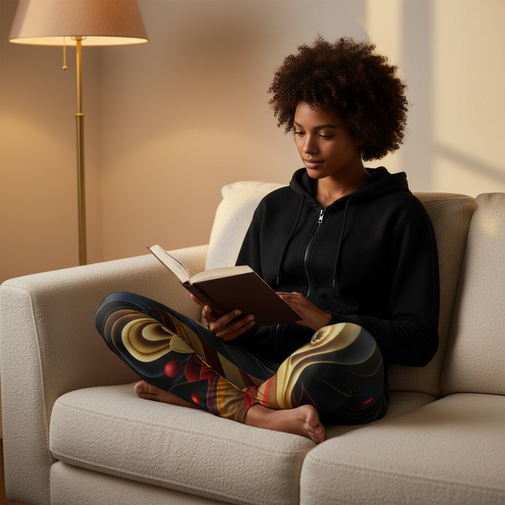 Vibrant Abstract High Waisted Yoga Leggings, (Matching Hoodie Available), Activewear for Fitness, Trendy Exercise Pants, Gift for Gym Lovers