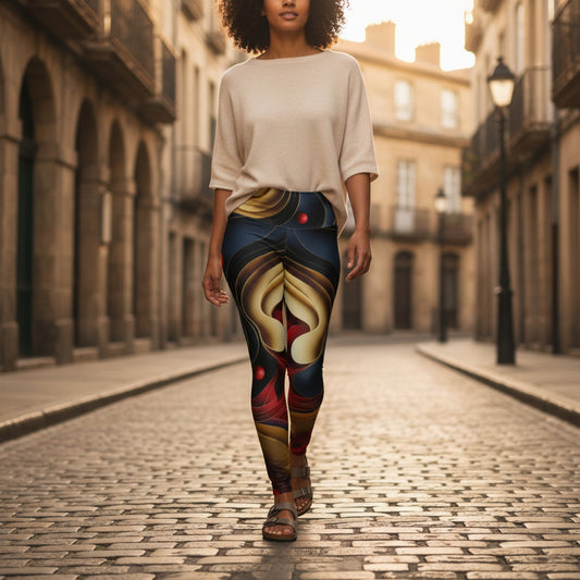 Vibrant Abstract High Waisted Yoga Leggings, (Matching Hoodie Available), Activewear for Fitness, Trendy Exercise Pants, Gift for Gym Lovers