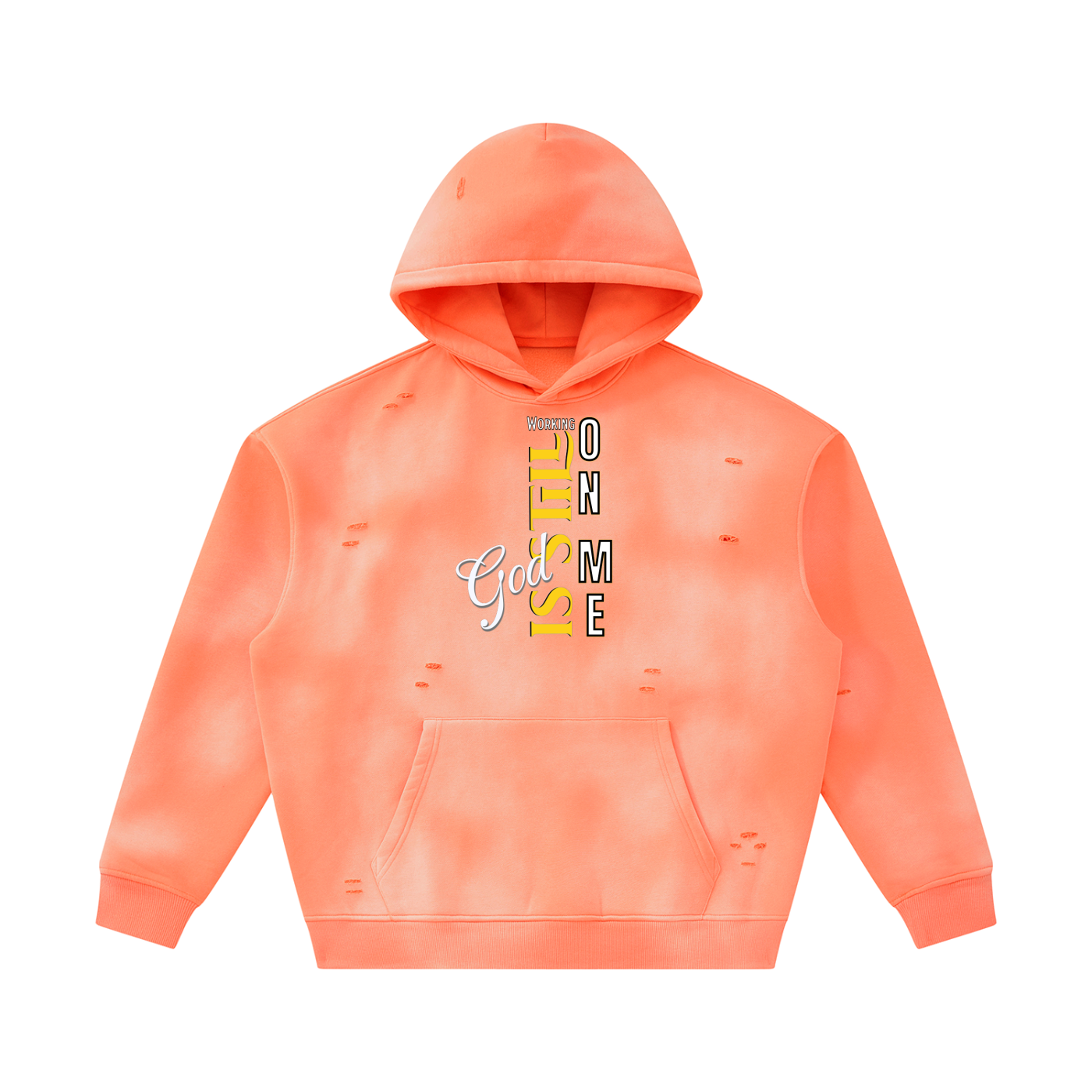 Unisex God's Working on Me Sunfade Frayed Fleece Hoodie – Vintage Washed