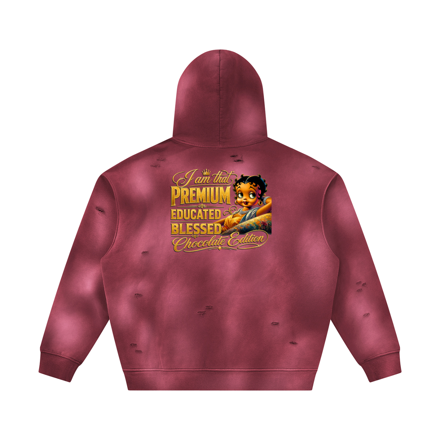 Unisex Sunfade Frayed Fleece Hoodie