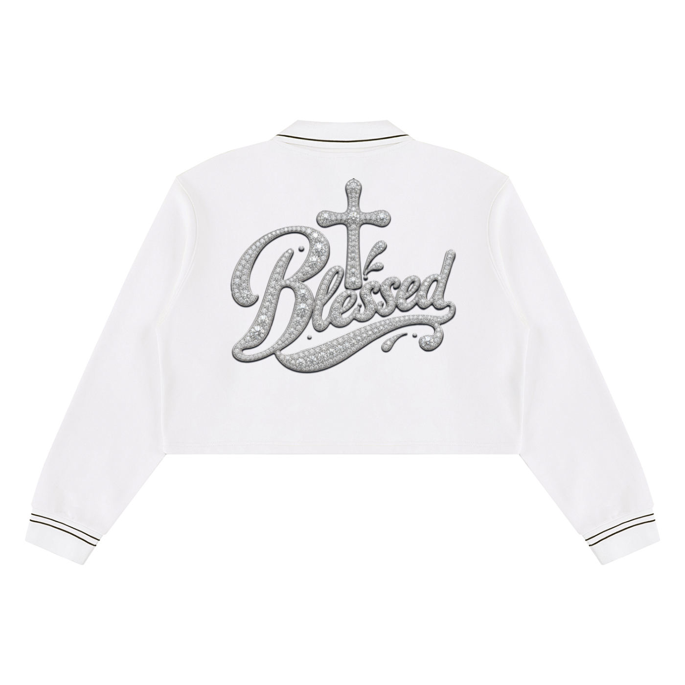 Women's Blessed Crop Collared Sweatshirt – Long Sleeve Cotton Top