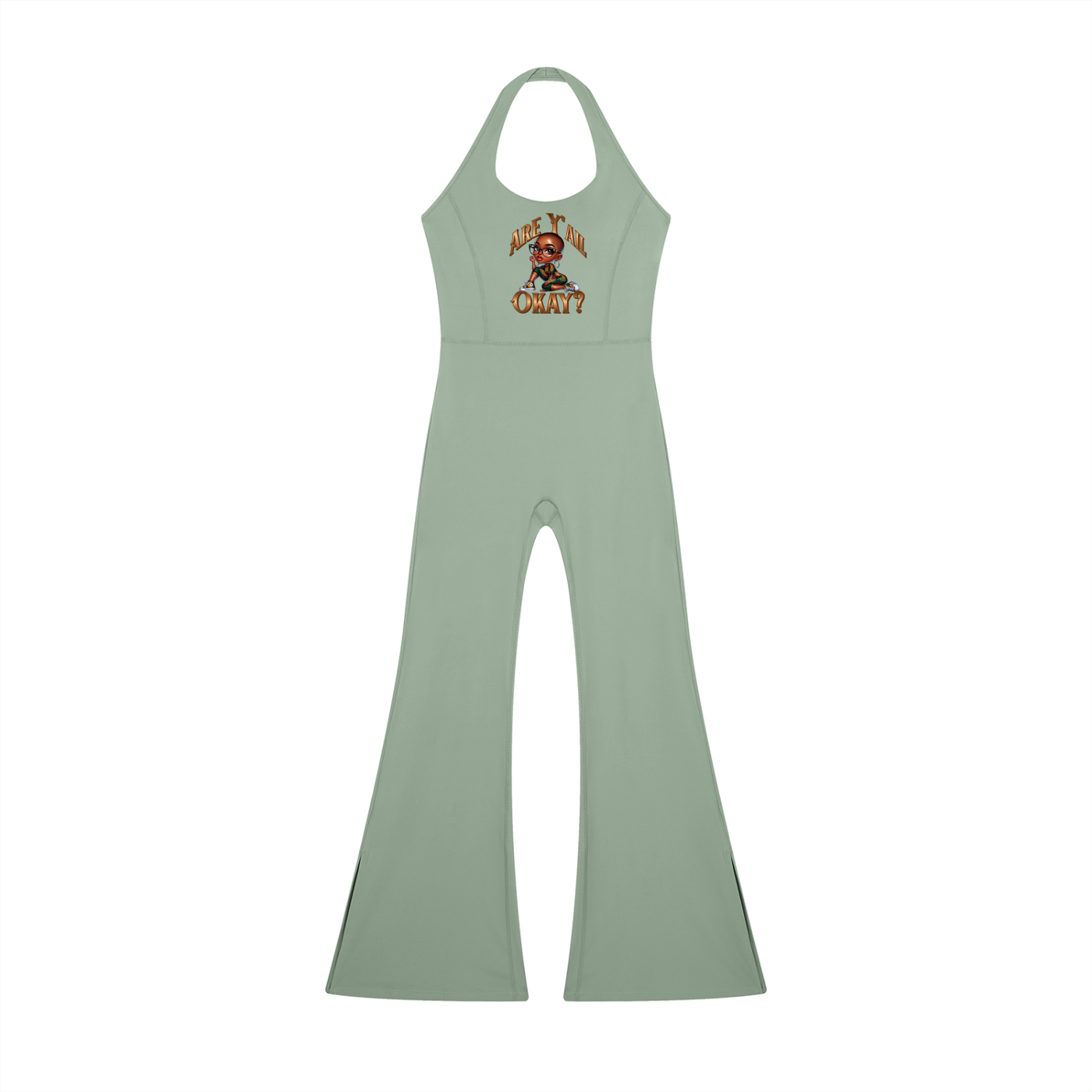 Women's Halter Flared Jumpsuit – Sleeveless Bodycon Maxi Jumpsuit for Gym, Casual & Holiday Wear