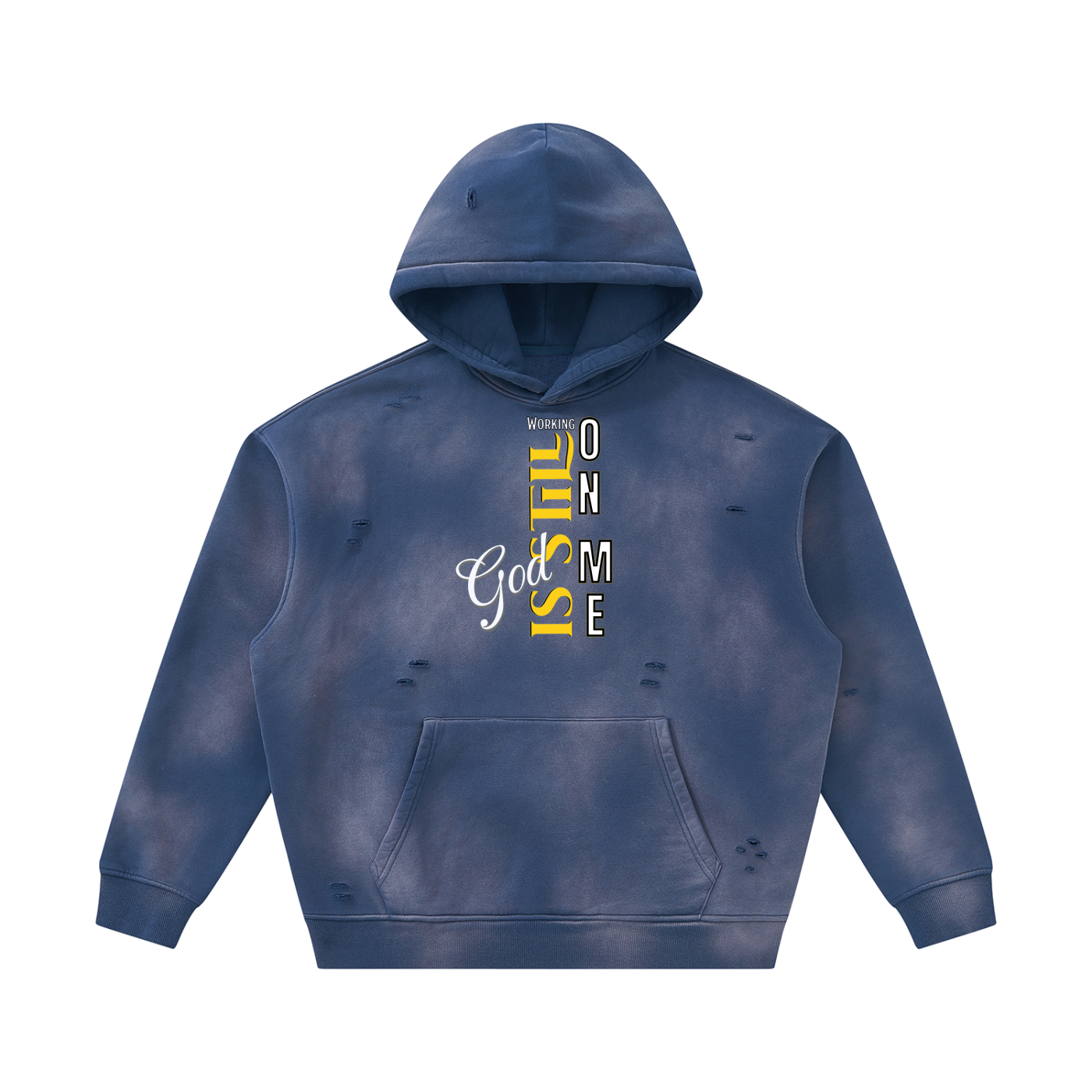 Unisex God's Working on Me Sunfade Frayed Fleece Hoodie – Vintage Washed