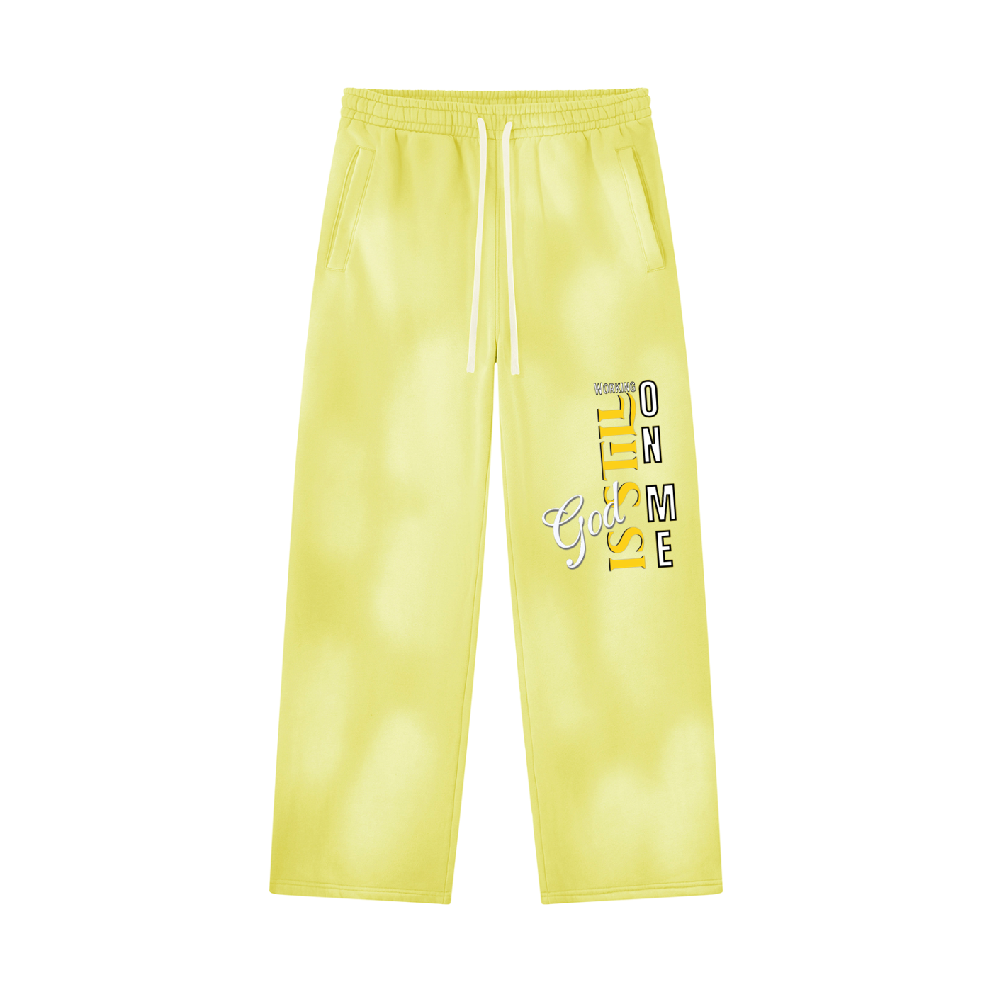 Unisex God's Working on Me Sunfade Wide Leg Fleece Sweatpants – Vintage Washed