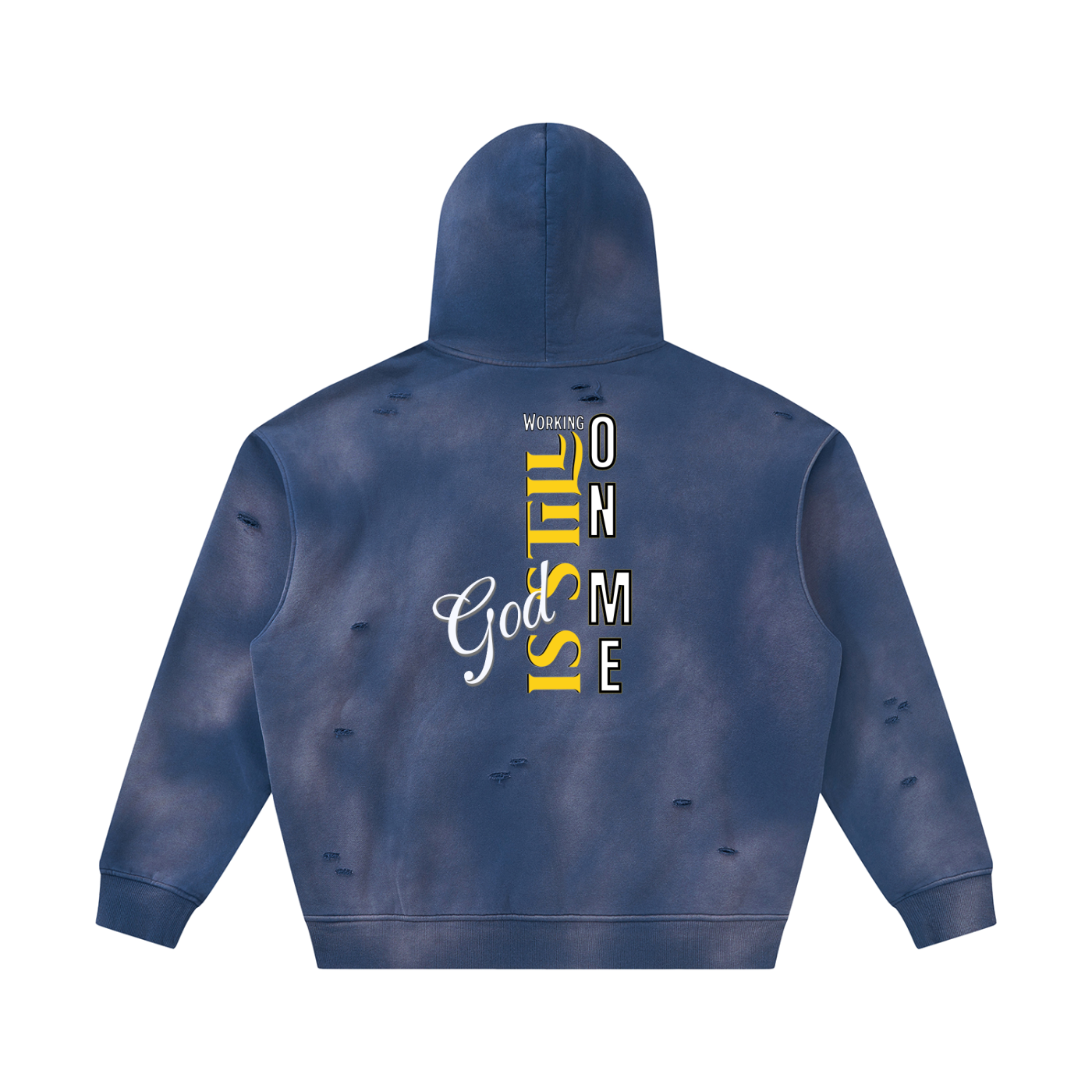 Unisex God's Working on Me Sunfade Frayed Fleece Hoodie – Vintage Washed