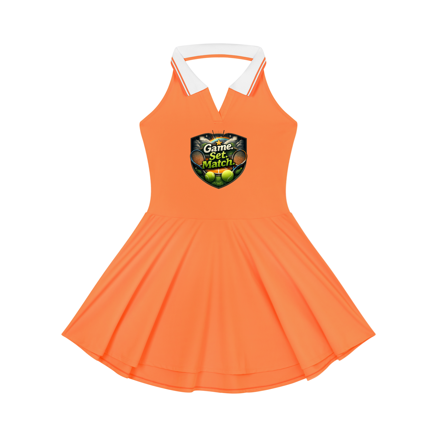 "Game, Set, Match" Women's Collared Halter A-Line Tennis Dress