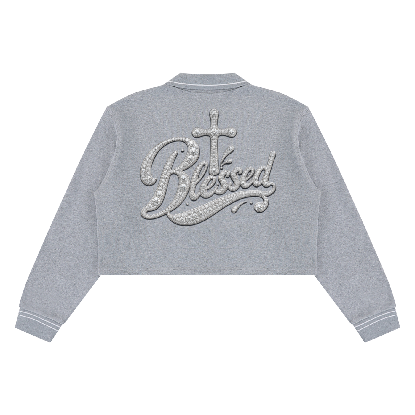Women's Blessed Crop Collared Sweatshirt – Long Sleeve Cotton Top