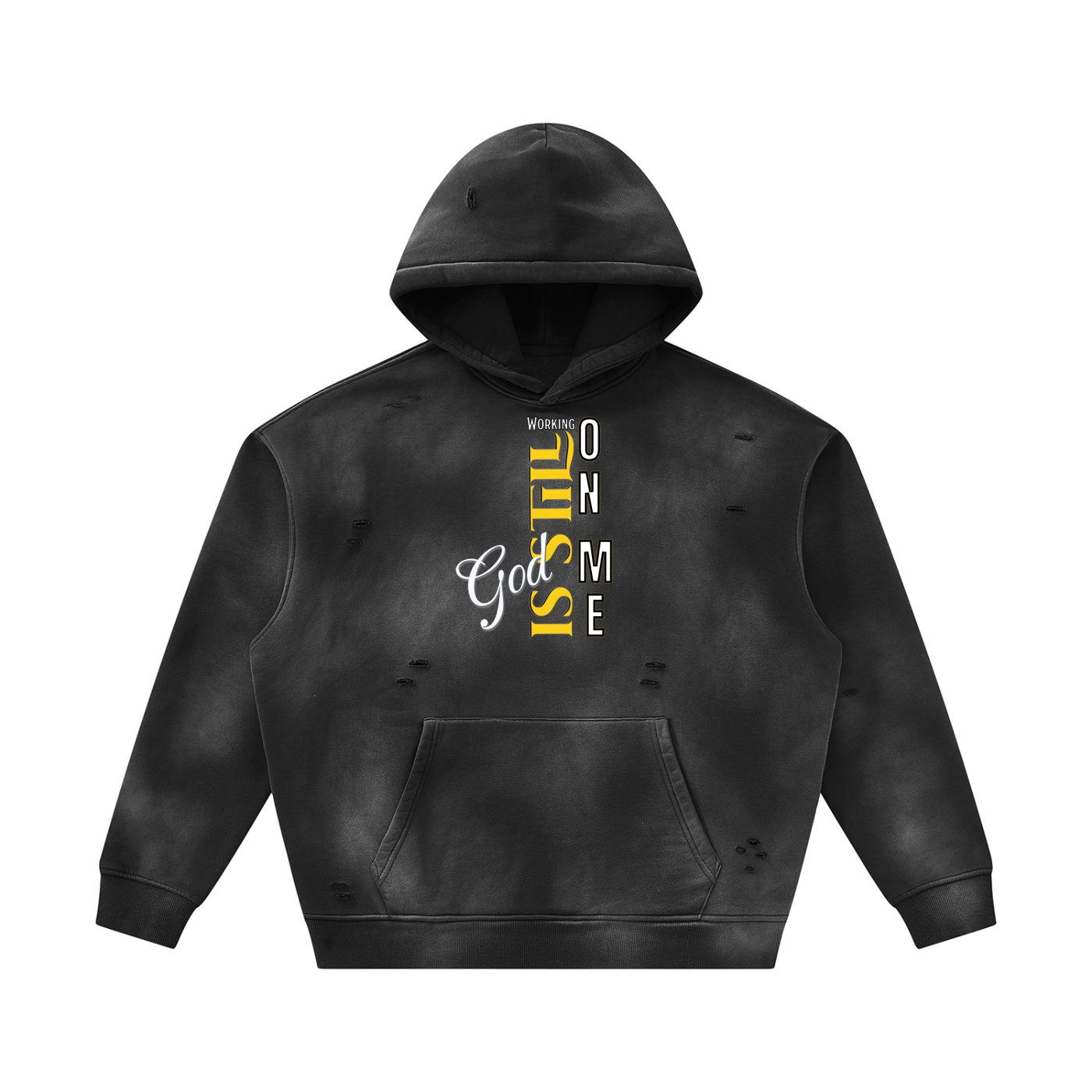 Unisex God's Working on Me Sunfade Frayed Fleece Hoodie – Vintage Washed