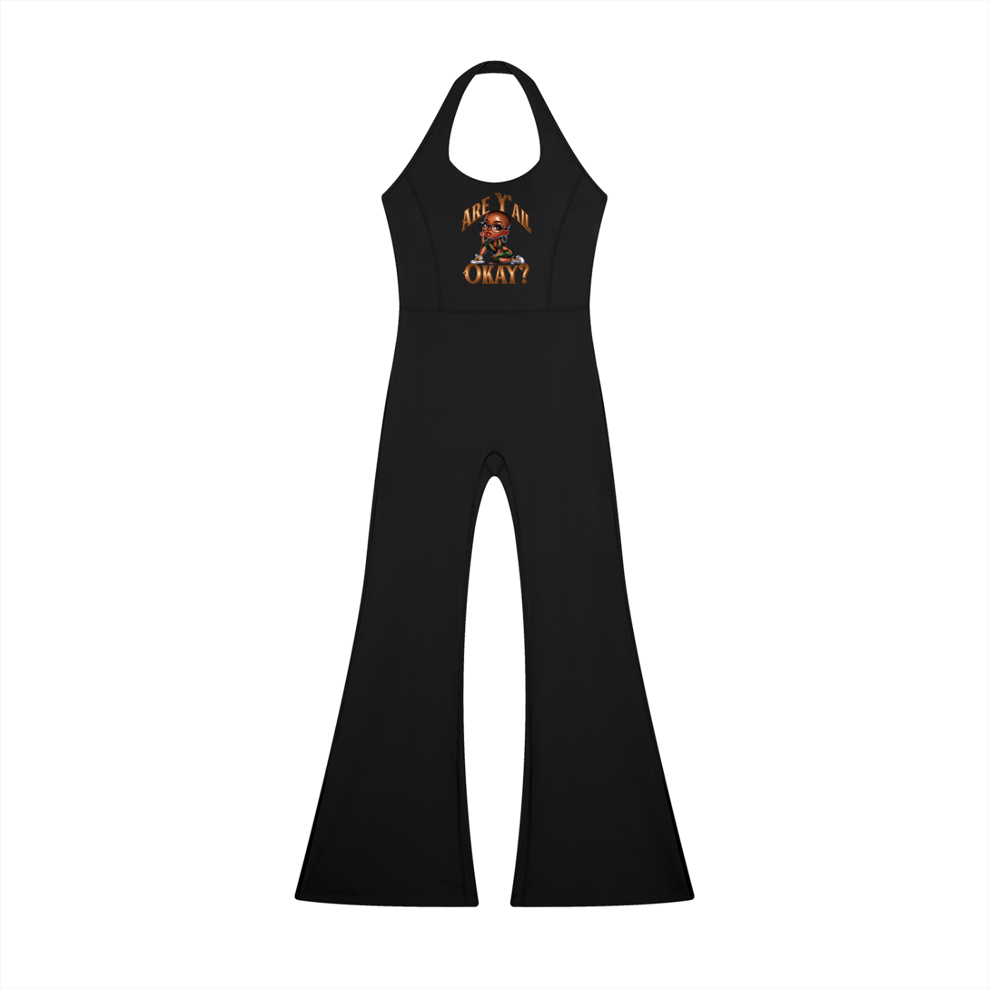 Women's Halter Flared Jumpsuit – Sleeveless Bodycon Maxi Jumpsuit for Gym, Casual & Holiday Wear