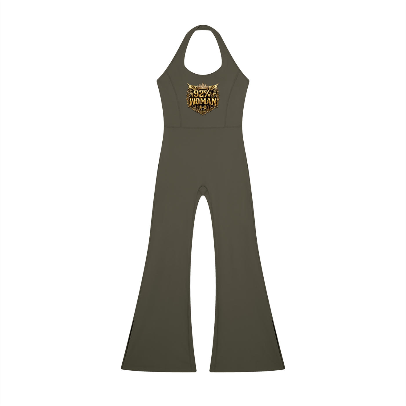 92% Woman – Women's Graphic Halter Neck Flared Jumpsuit (Multi-Color)