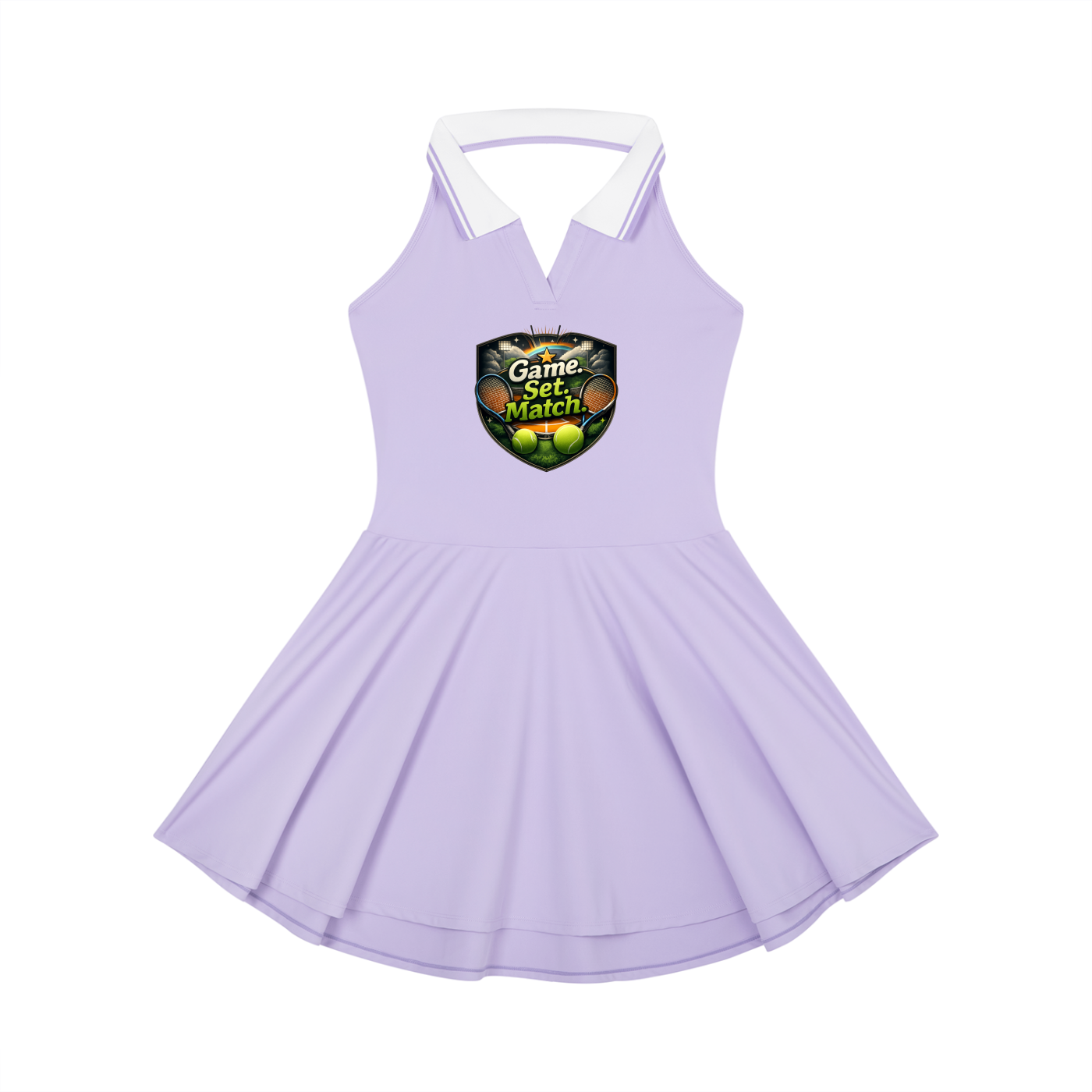 "Game, Set, Match" Women's Collared Halter A-Line Tennis Dress