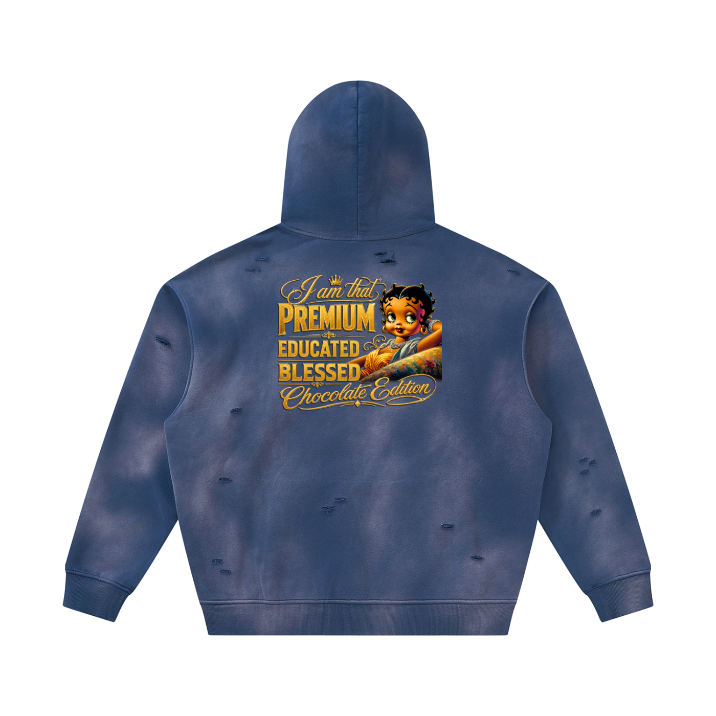 Unisex Sunfade Frayed Fleece Hoodie