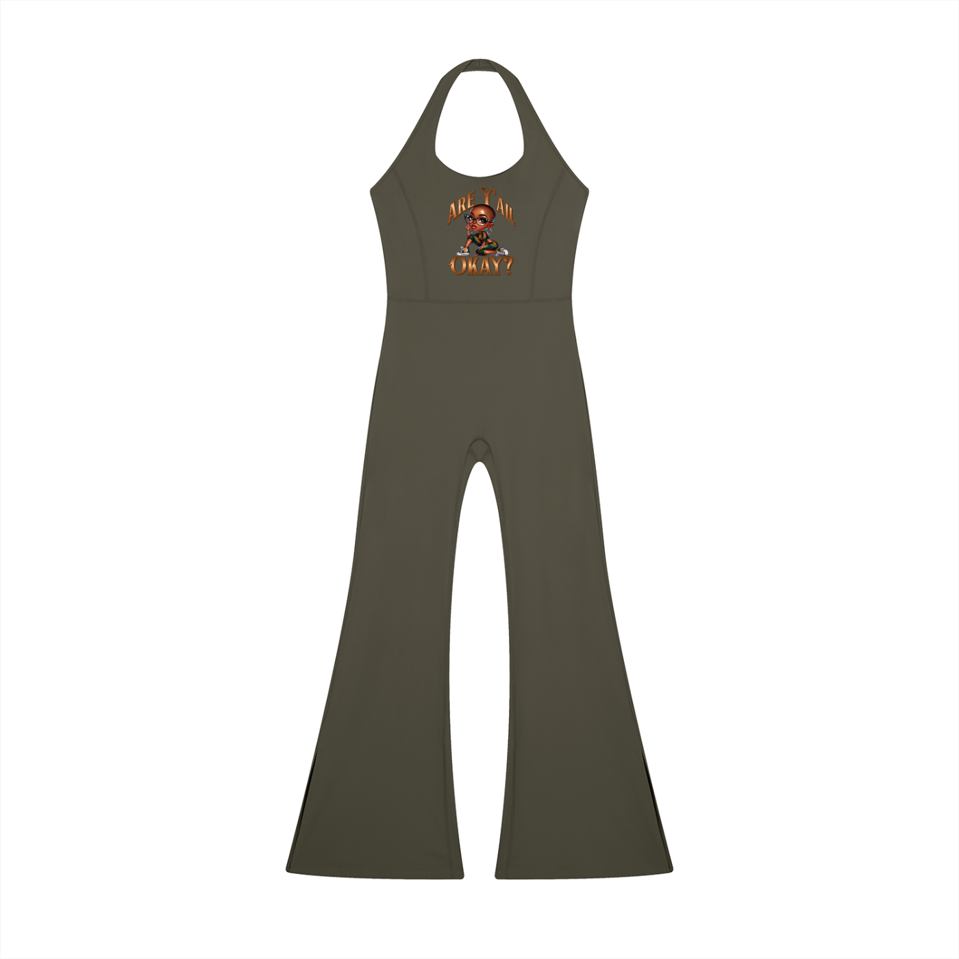 Women's Halter Flared Jumpsuit – Sleeveless Bodycon Maxi Jumpsuit for Gym, Casual & Holiday Wear