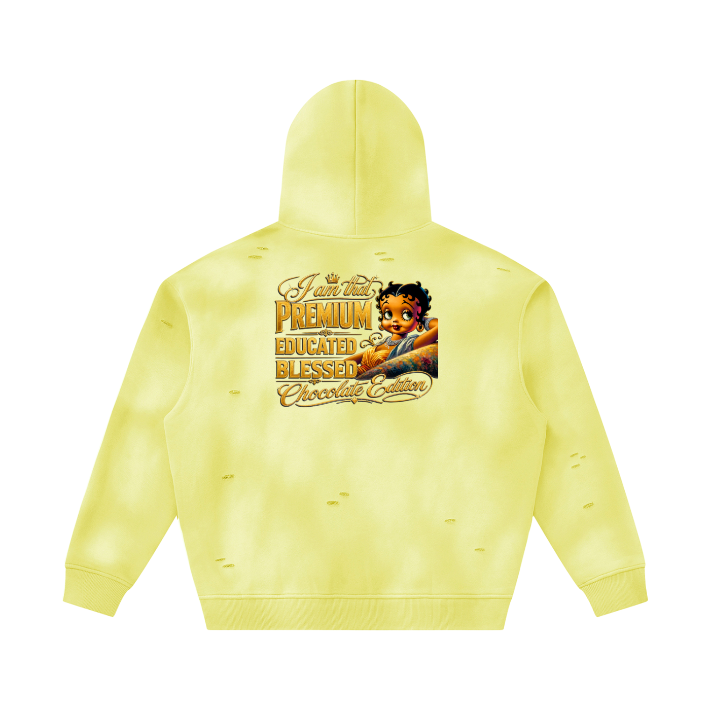 Unisex Sunfade Frayed Fleece Hoodie