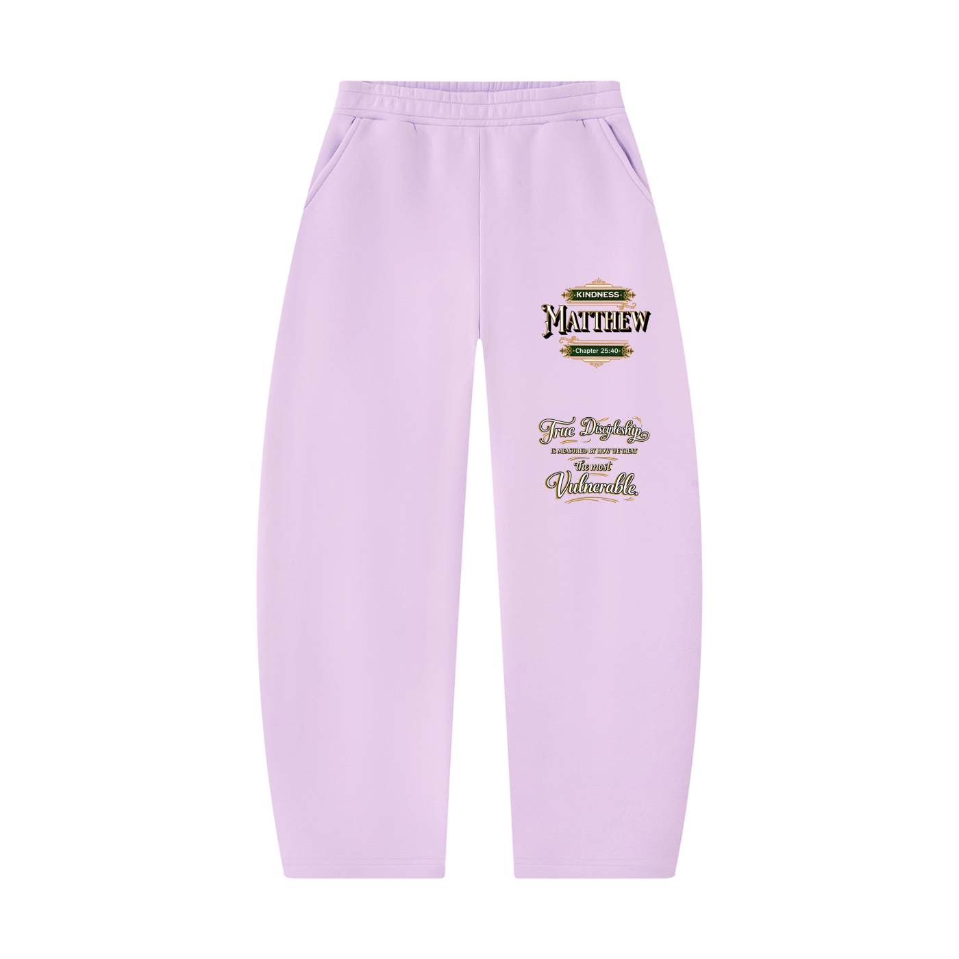 Kindness Matthew 25:40 – Unisex Barrel Leg Graphic Sweatpants