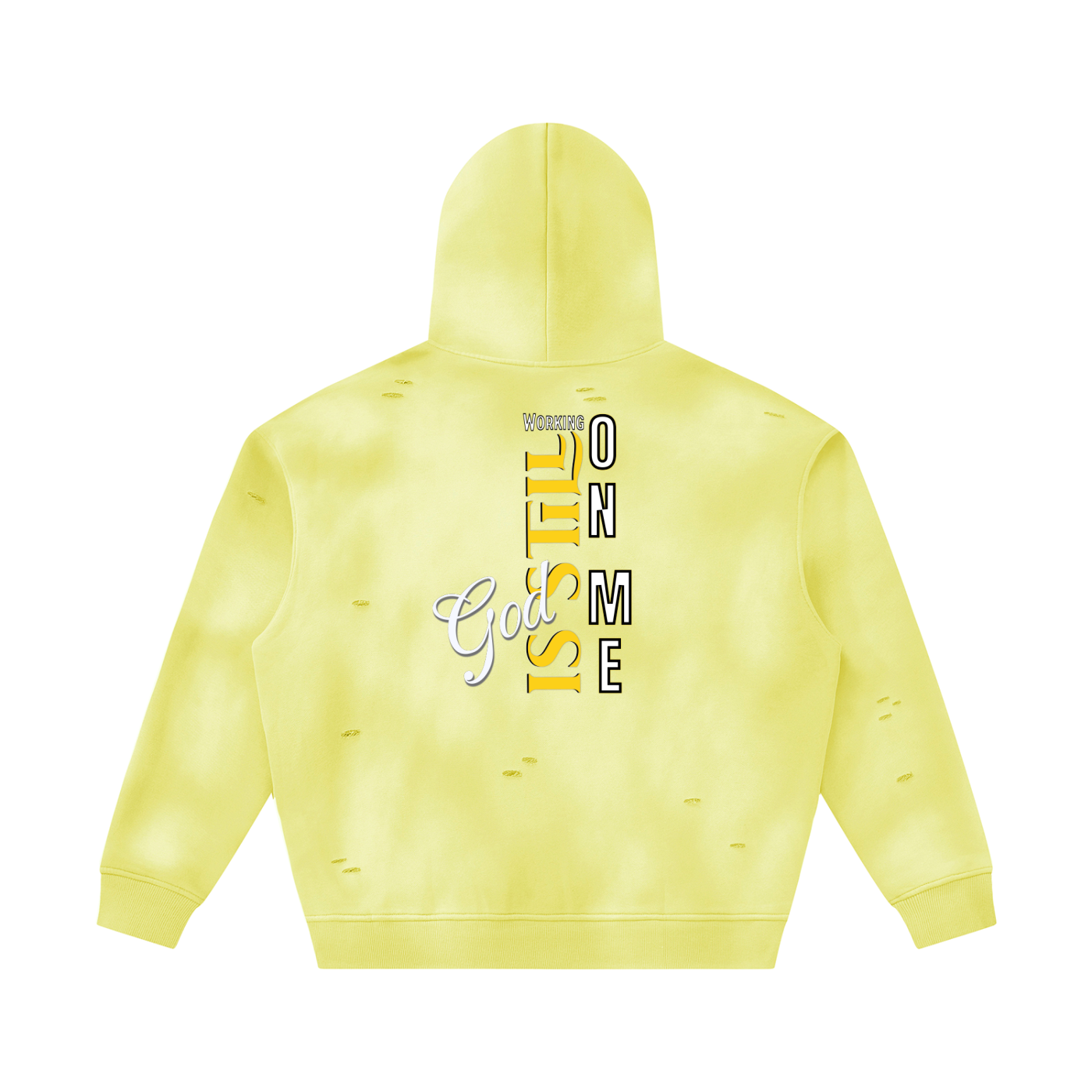 Unisex God's Working on Me Sunfade Frayed Fleece Hoodie – Vintage Washed