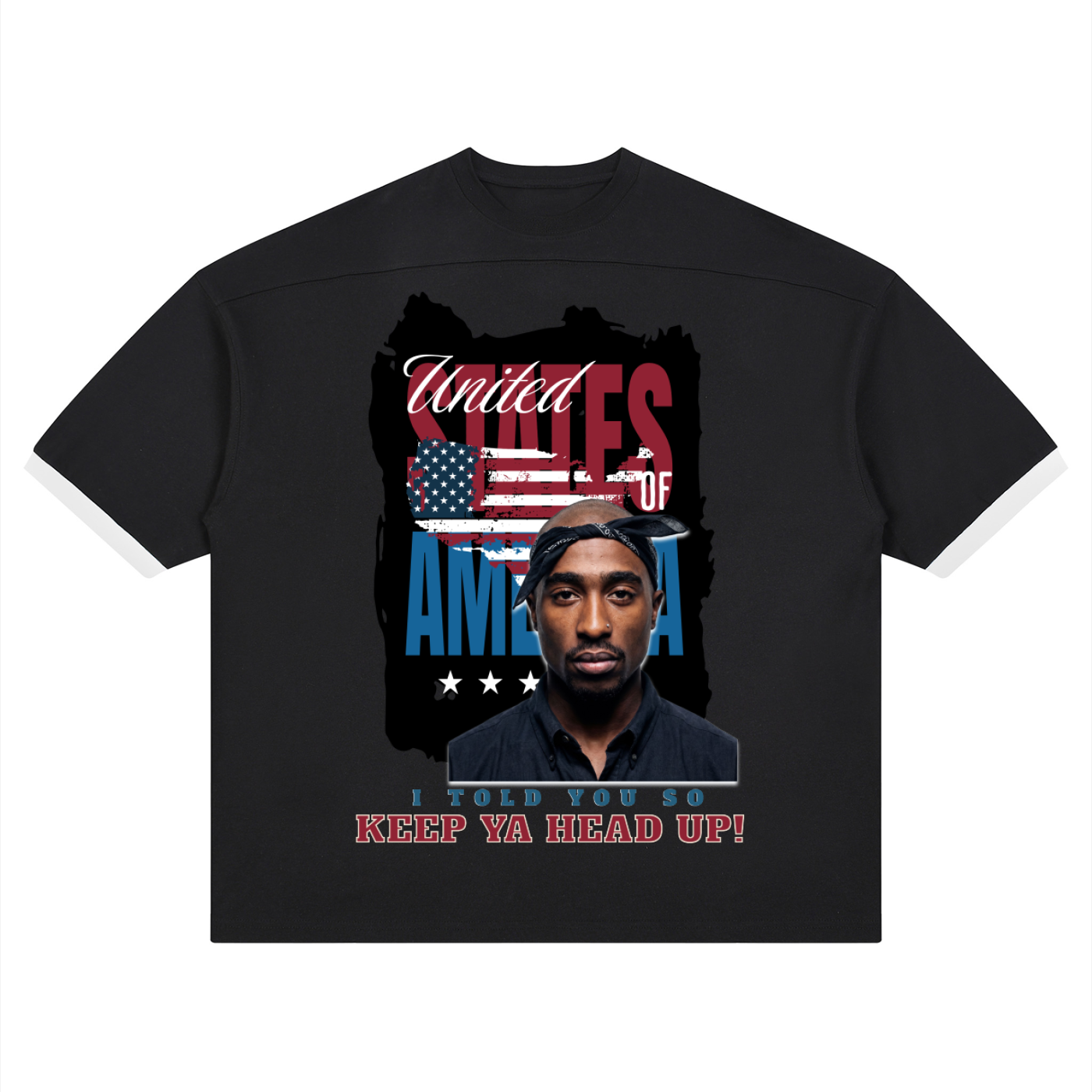 2Pac Unisex Color Block Drop Shoulder T-Shirt