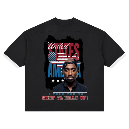 2Pac Unisex Color Block Drop Shoulder T-Shirt