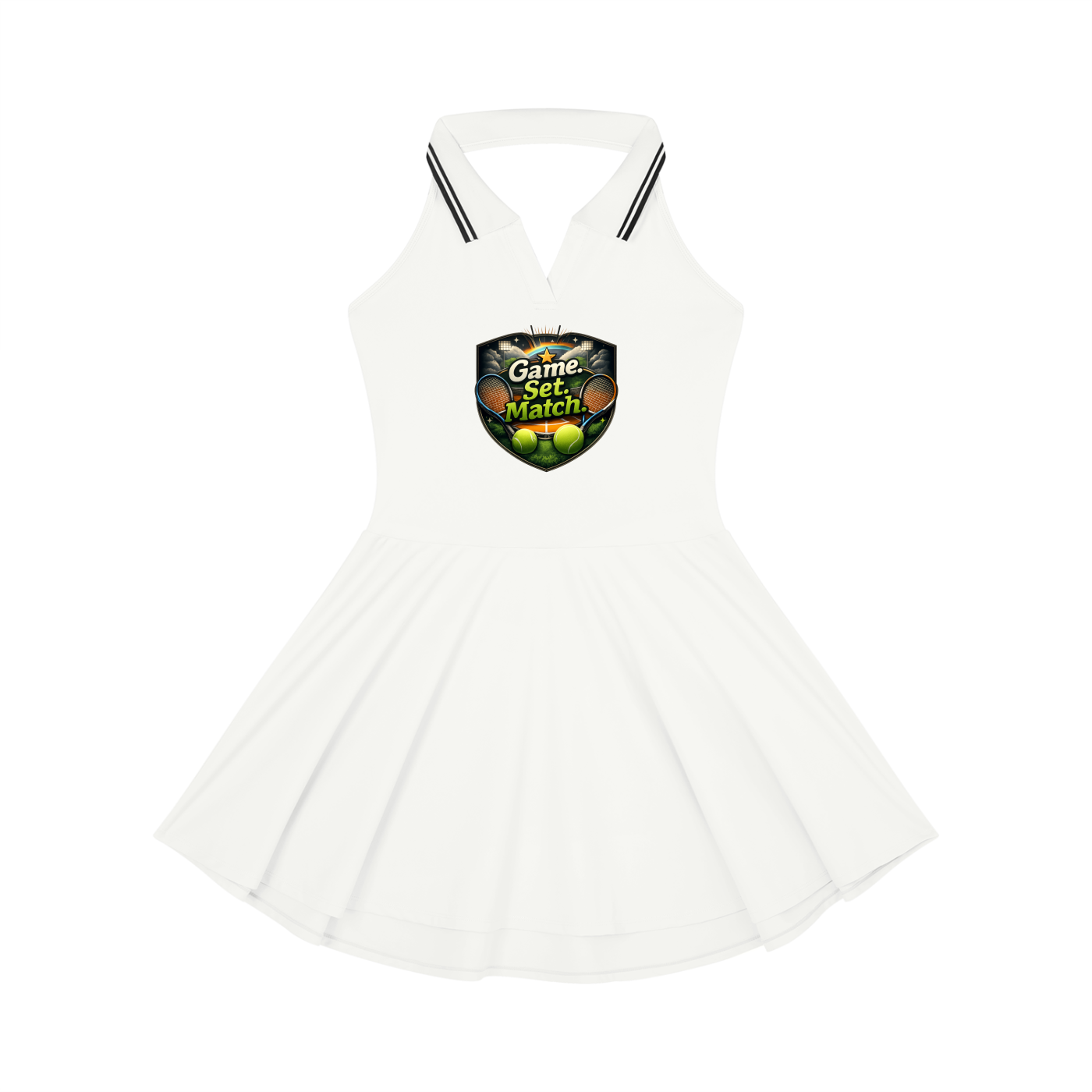 "Game, Set, Match" Women's Collared Halter A-Line Tennis Dress