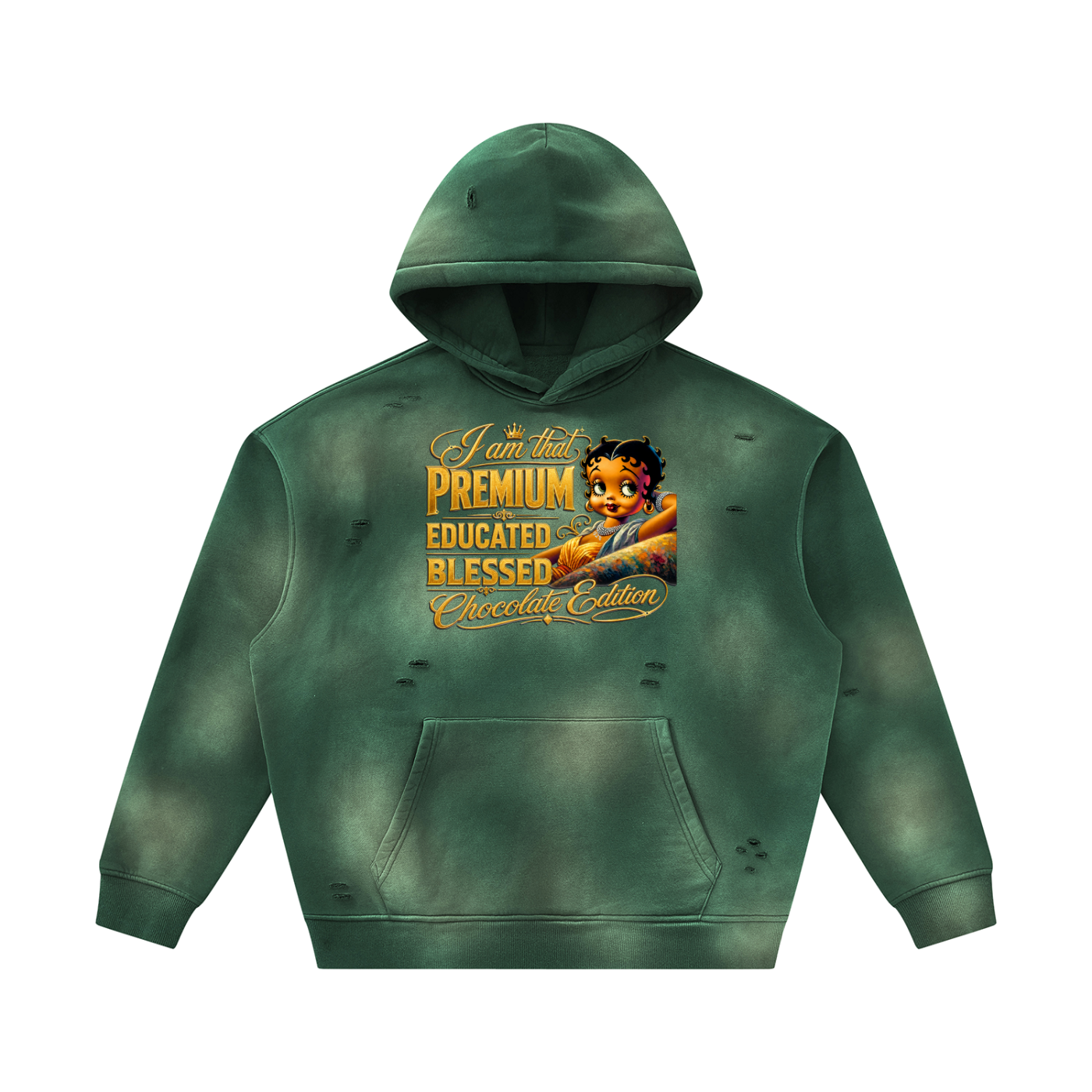 Unisex Sunfade Frayed Fleece Hoodie