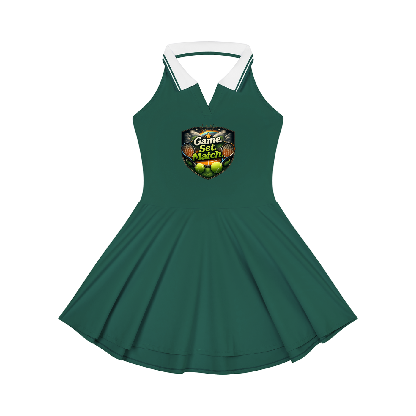 "Game, Set, Match" Women's Collared Halter A-Line Tennis Dress