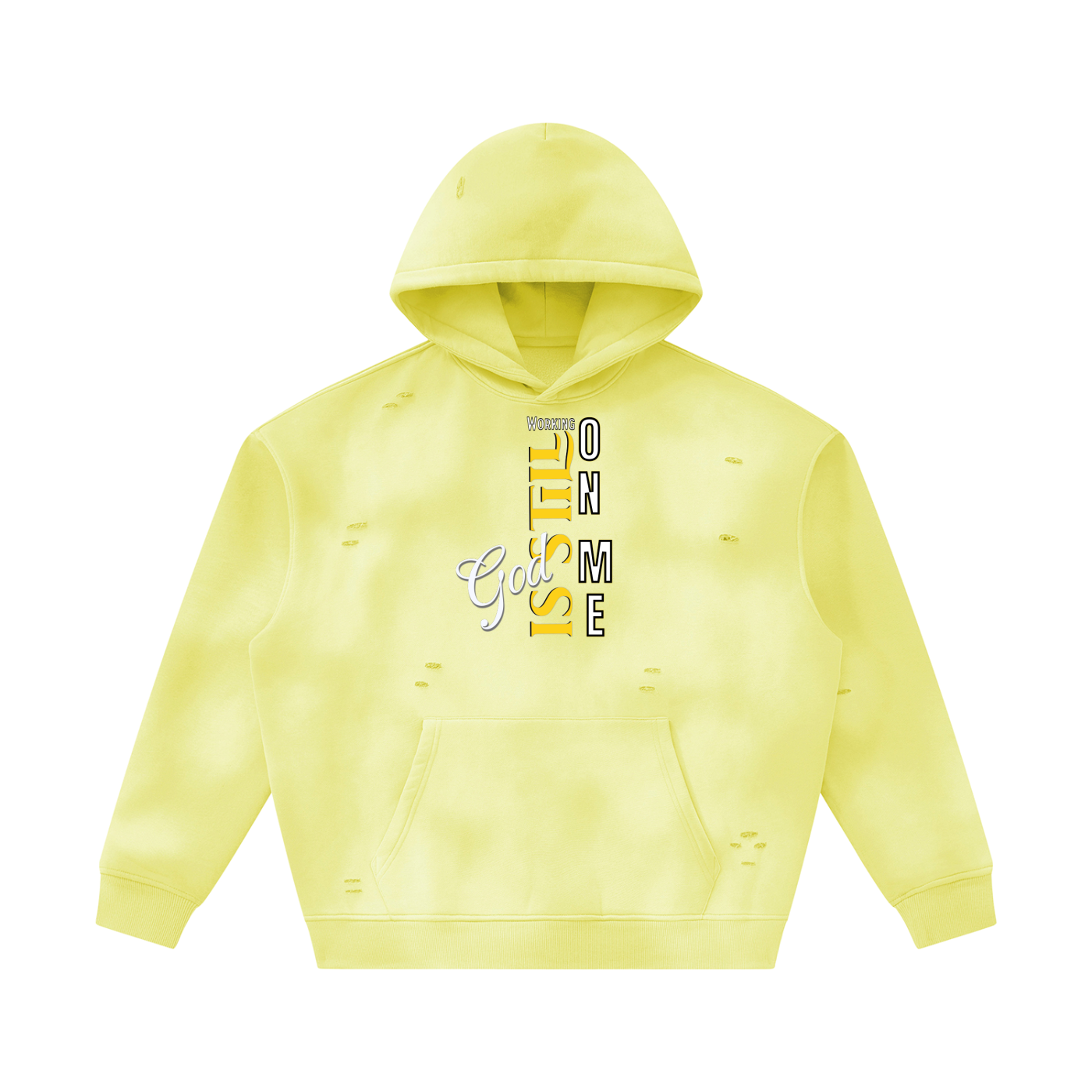 Unisex God's Working on Me Sunfade Frayed Fleece Hoodie – Vintage Washed