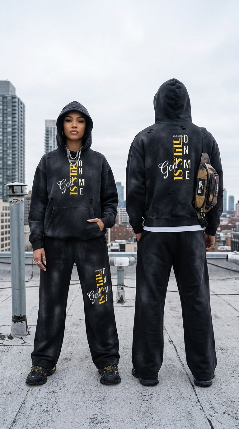 Unisex God's Working on Me Sunfade Frayed Fleece Hoodie – Vintage Washed