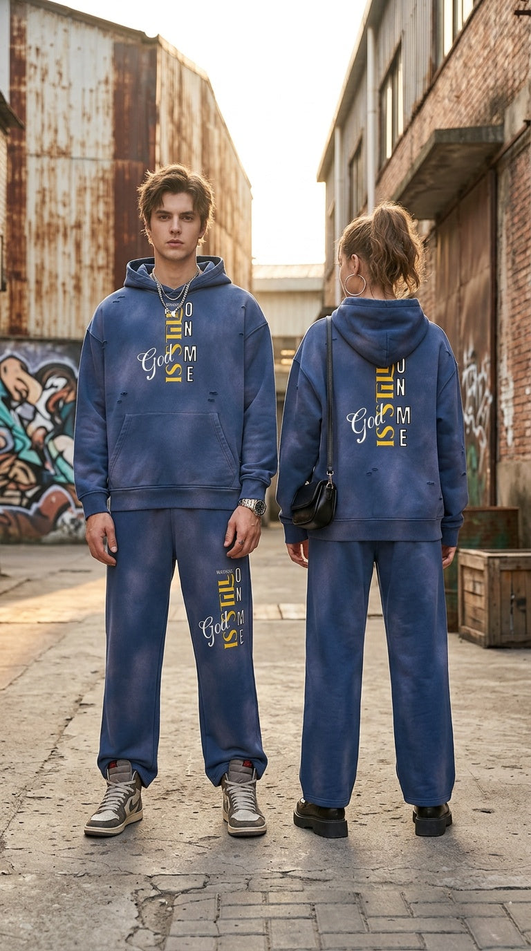 Unisex God's Working on Me Sunfade Frayed Fleece Hoodie – Vintage Washed