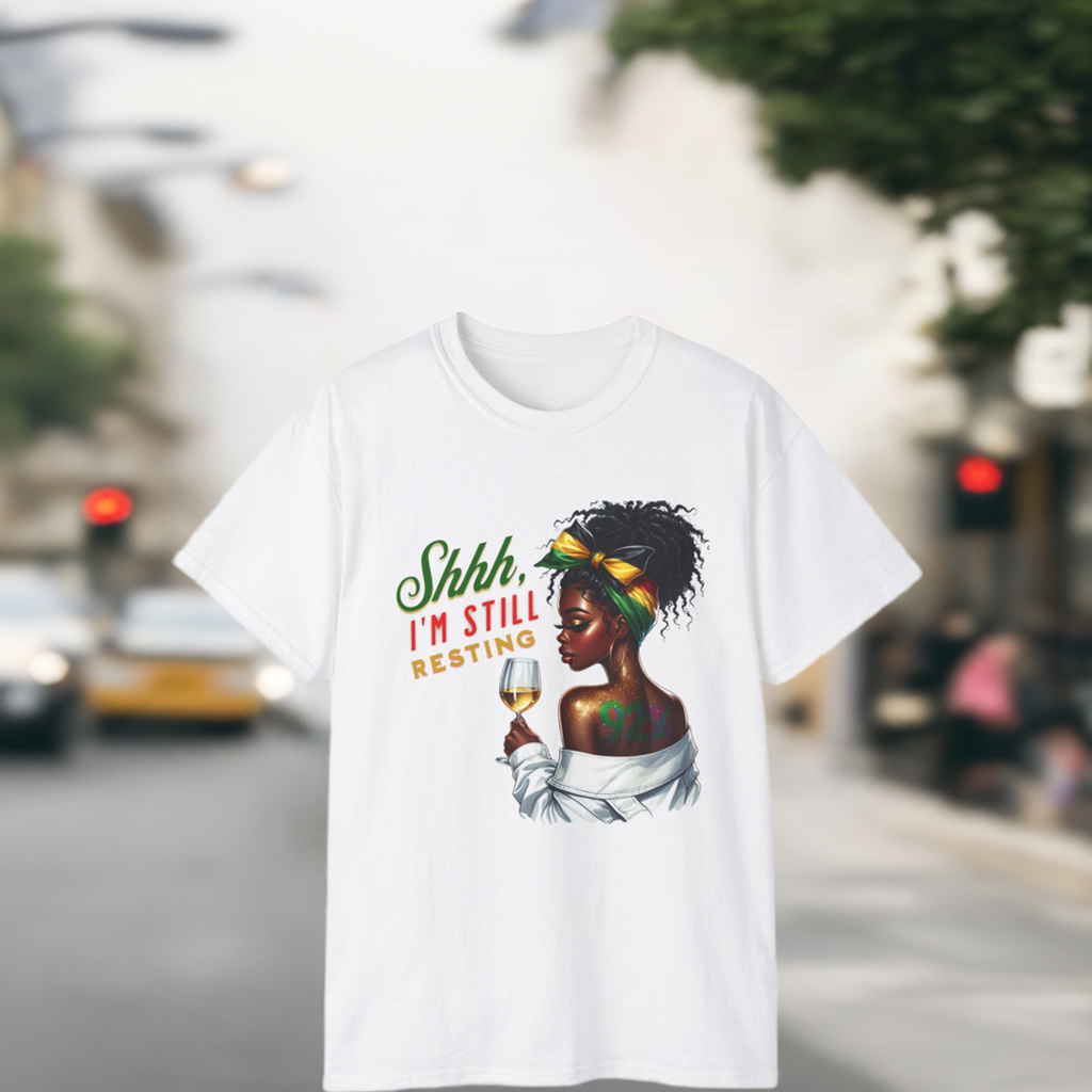 92% Black Women – Shhh, I’m Still Resting Tee, Melanin Magic Shirts, Black Women Empowerment Shirt, Black Excellence Tees, Self-Care & Rest