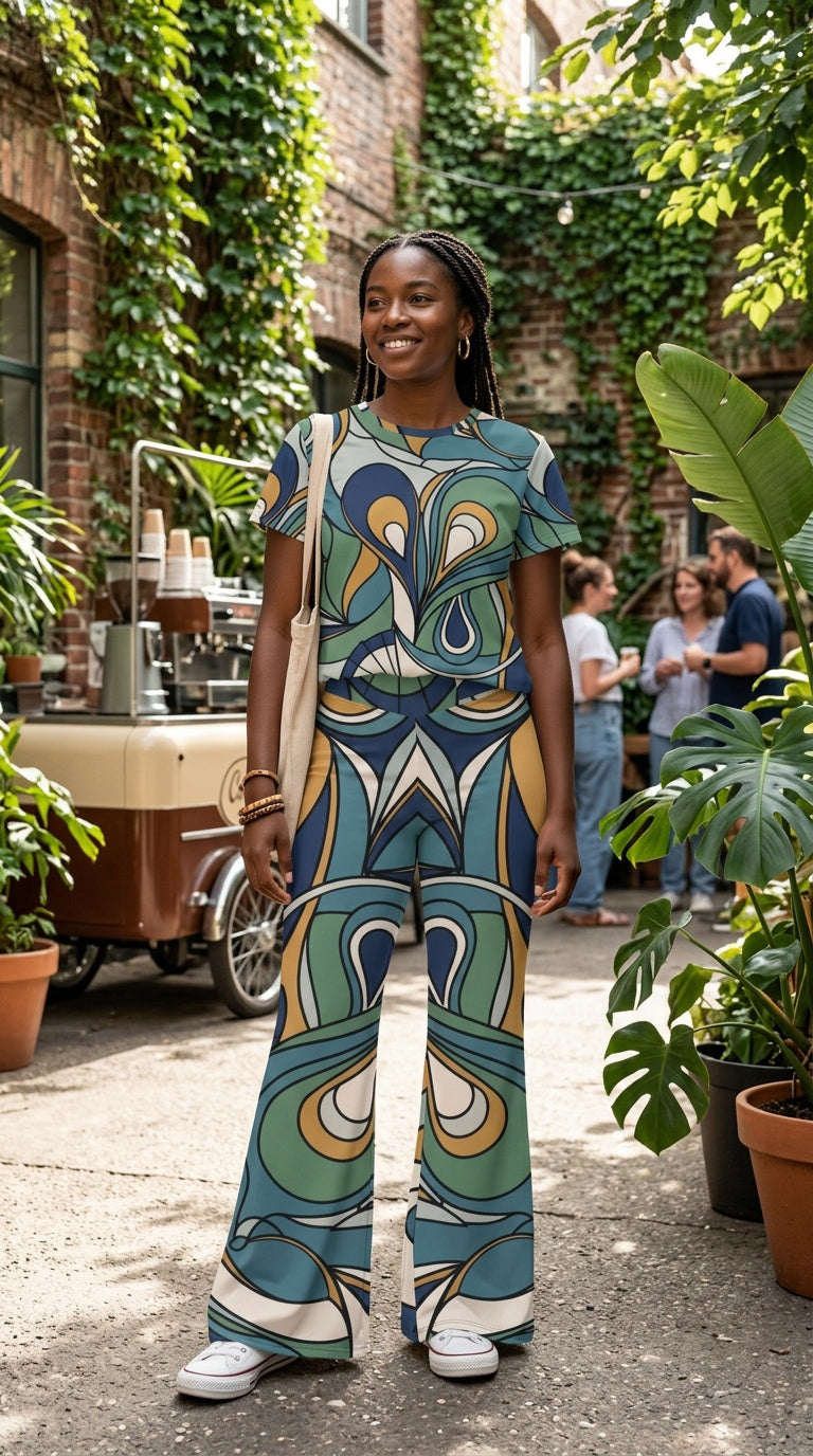 Art Nouveau Abstract – High-Waist Flare Leggings